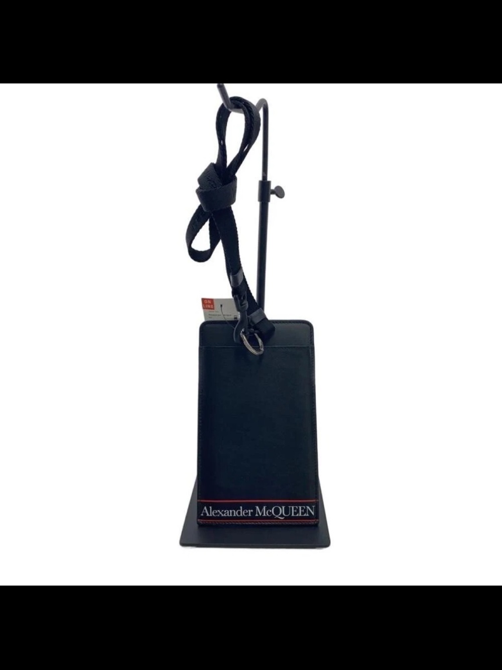 Alexander McQueen Black Leather Card Holder Neck Pouch